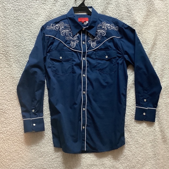 Boys Blue And White Cowboy Shirt Size 18 - Picture 1 of 3